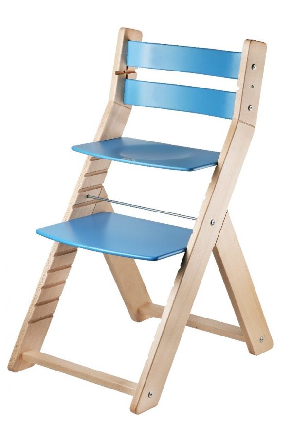 Rostoucí židle Sandy - natur lak / modrá