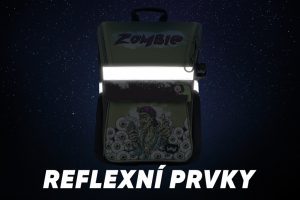 Reflexní prvky aktovky Baagl Zippy Zombie.
