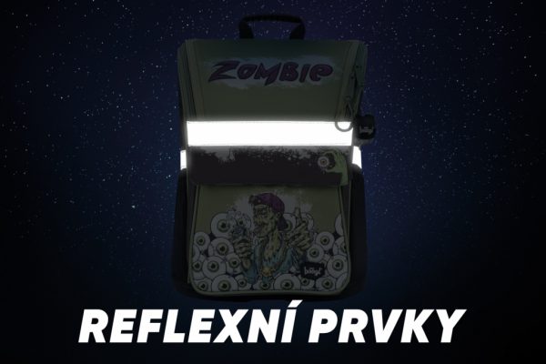 Reflexní prvky aktovky Baagl Zippy Zombie.