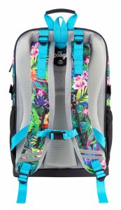 Tvarované ramenní popruhy s hrudním popruhem na batohu Baagl Cubic Tropical.