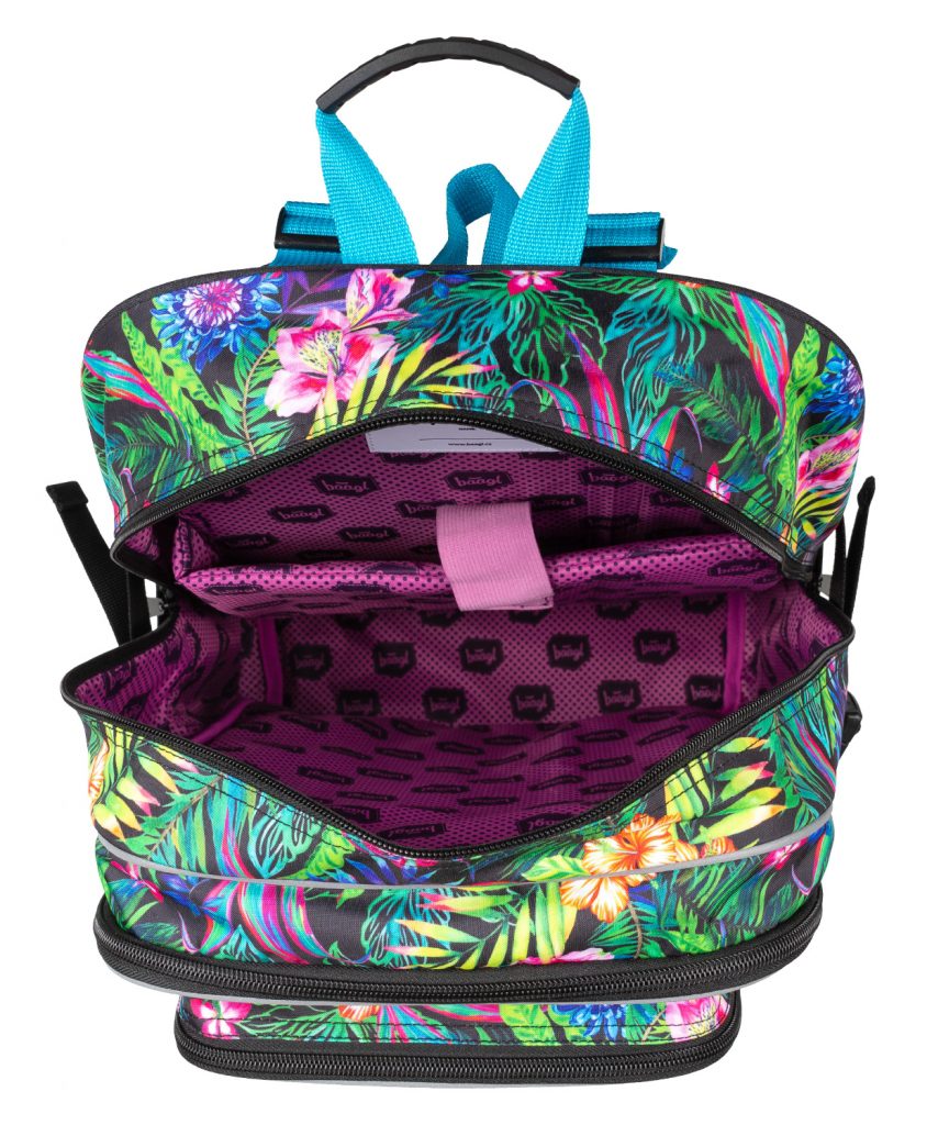 Členění hlavní kapsy batohu Cubic Tropical s kapsou na notebook.