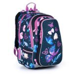 Objemný modrý batoh s motýlky a fialovými detaily Topgal LYNN 21007 G