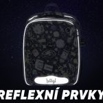 Reflexní prvky na zadní straně aktovky Baagl Shelly Space Game.