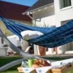 Houpací síť La Siesta Brisa Kingsize - marine na stojanu