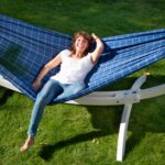 Houpací síť La Siesta Brisa Double - marine na stojanu