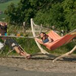 Houpací síť s tyčemi na zahradu La Siesta Fruta Single - mango
