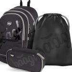 BAAGL Školní set Black - batoh, penál, sáček