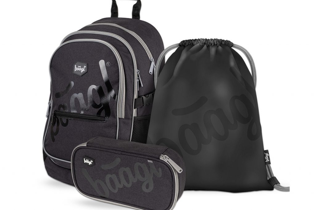 BAAGL Školní set Black - batoh, penál, sáček