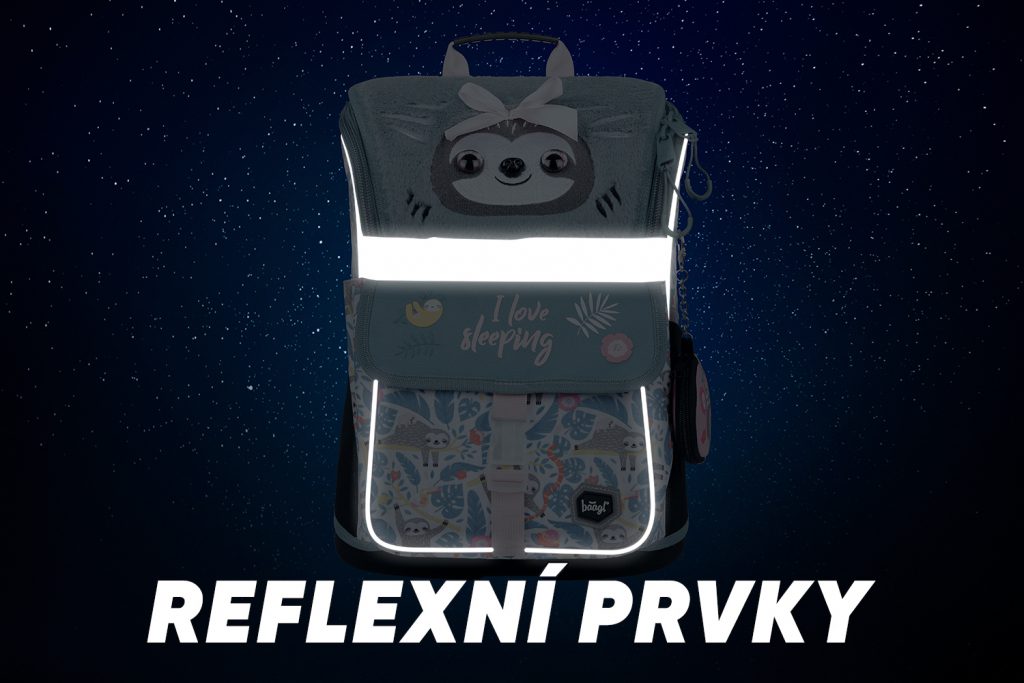 Reflexní prvky aktovky Baagl Zippy Lenochod.