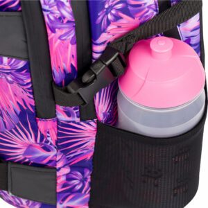 Boční kapsa batohu Skate Violet s lahví na pití.