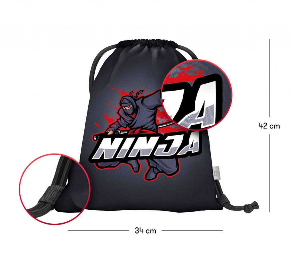 Školní set BAAGL Ergo Ninja: aktovka, penál, sáček - Obrázek 25
