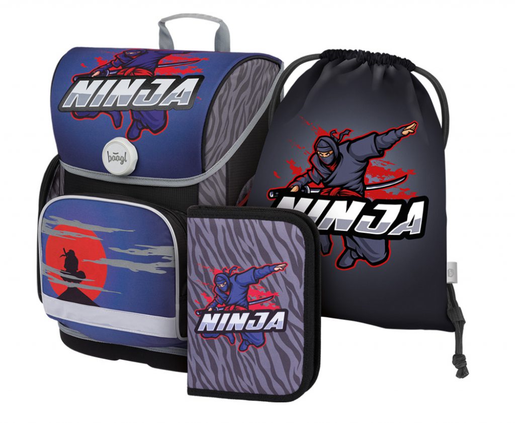BAAGL SET 3 Ergo Ninja: aktovka, penál, sáček