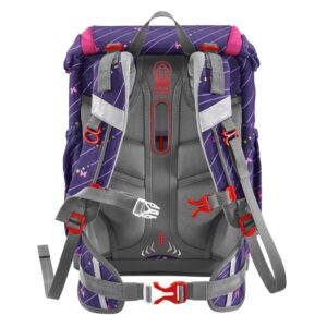 Jedinečný zádový systém batohu GRADE Shiny Butterfly s nastavitelnou délkou zad a bederním pásem.