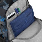 Vnitřní organizér v batohu MATE Blue Craft doplněný pouzdrem na tablet.