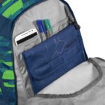 Vnitřní organizér v batohu MATE Lime Stripe doplněný pouzdrem na tablet.
