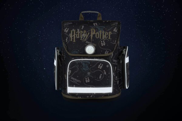 Reflexní prvky na zadní straně aktovky Baagl Ergo Harry Potter Pobertův plánek.