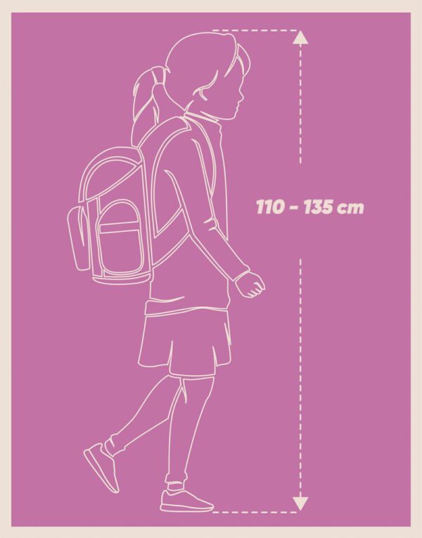 Školní batoh Airy je vhodný pro výšku 110 - 135 cm
