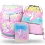 BAAGL 3 SET Airy Rainbow Unicorn: aktovka, penál, sáček