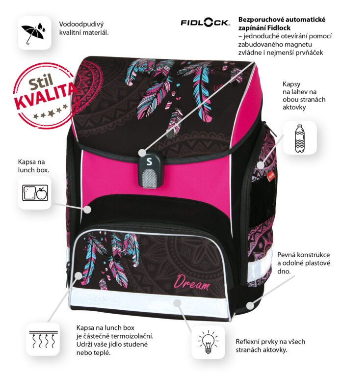 Vlastnosti a funkce aktovky Stil Mandala Dream.