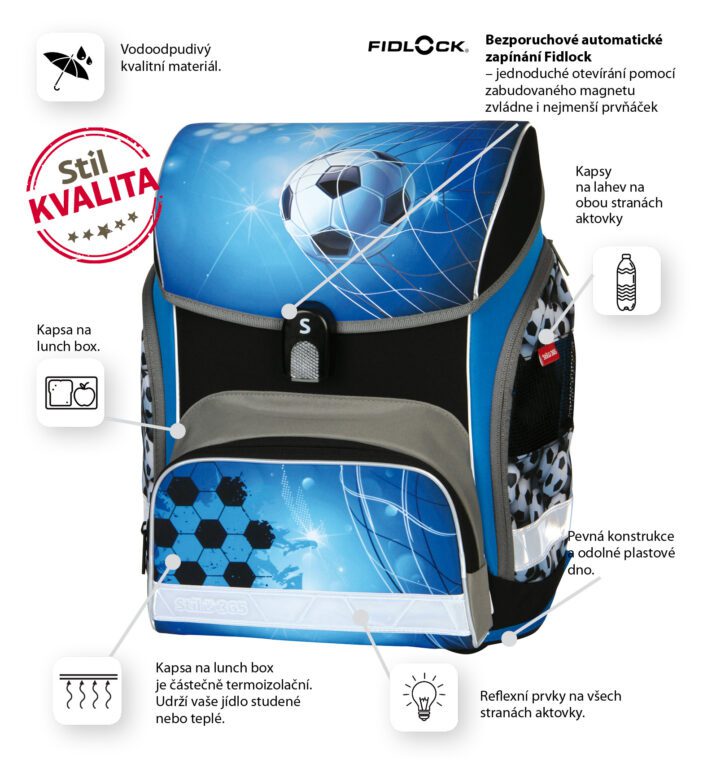 Vlastnosti a funkce aktovky Stil Super Goal.