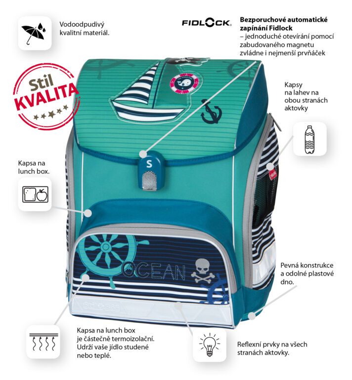 Vlastnosti a funkce aktovky Stil Ocean Pirate.