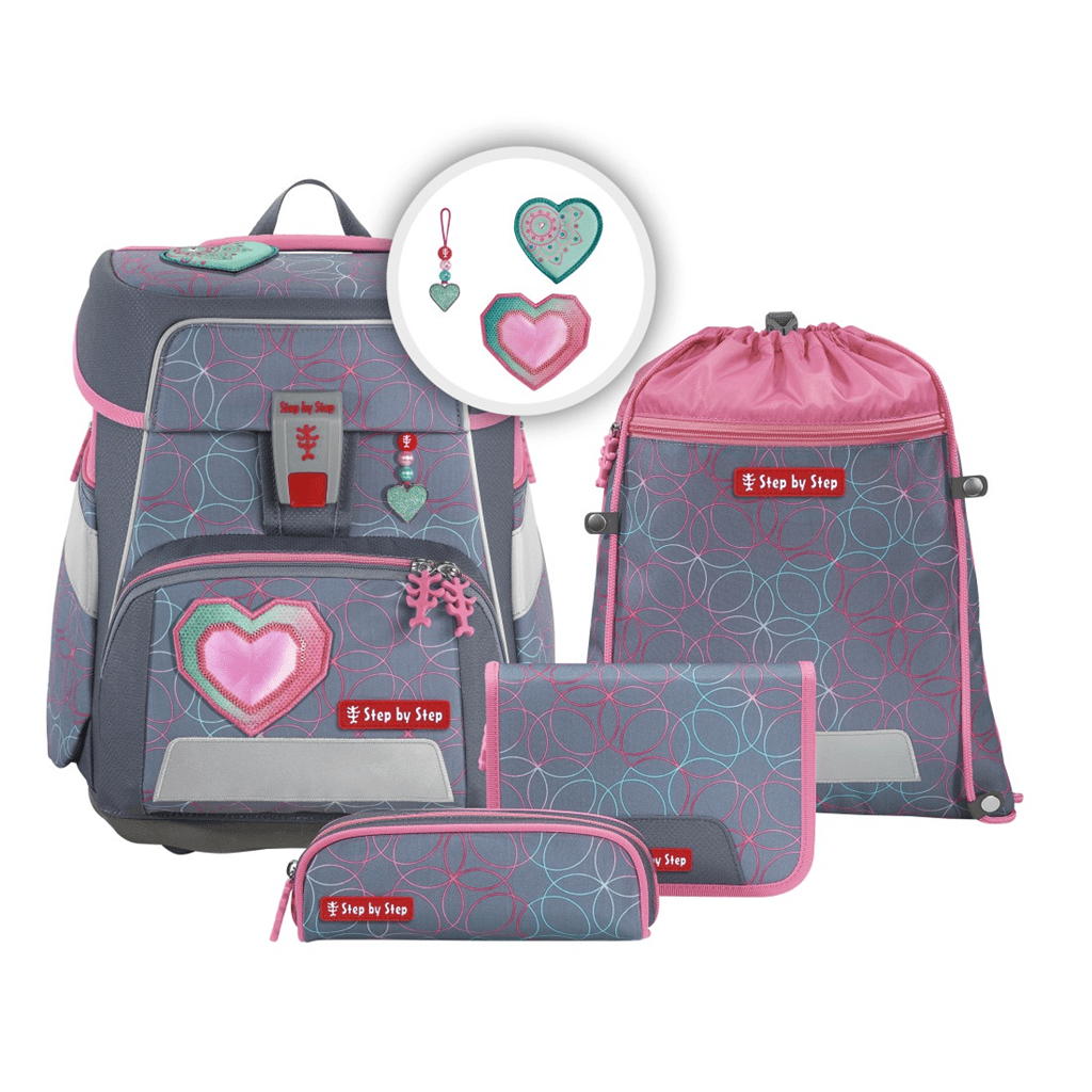 Školní aktovka pro prvňáčky Step by Step SPACE - 5dílný set, Glitter Heart Hazle, certifikát AGR - Obrázek 3