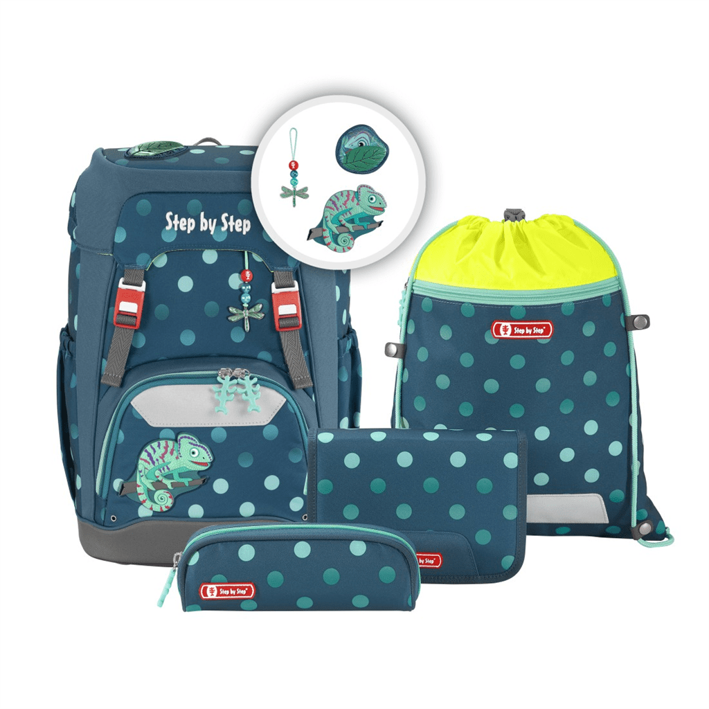 Školní batoh pro prvňáčky – 5dílný set, Step by Step GRADE Tropical Chameleon, AGR - Obrázek 2