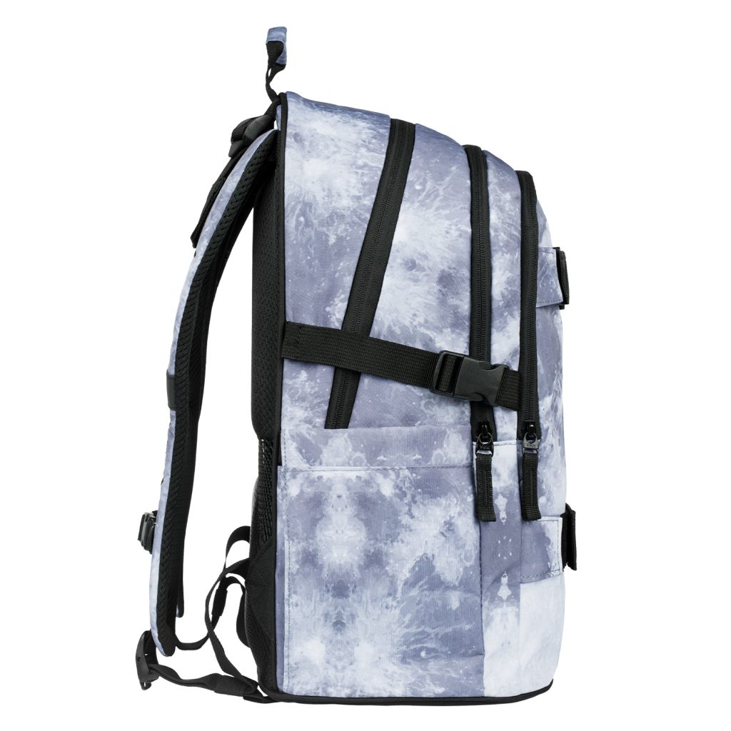 Kompresní popruh a kapsa na láhev u batohu Skate NASA Grey.