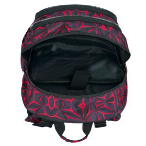 Členění hlavní kapsy batohu Core Red Polygon s kapsou na notebook.