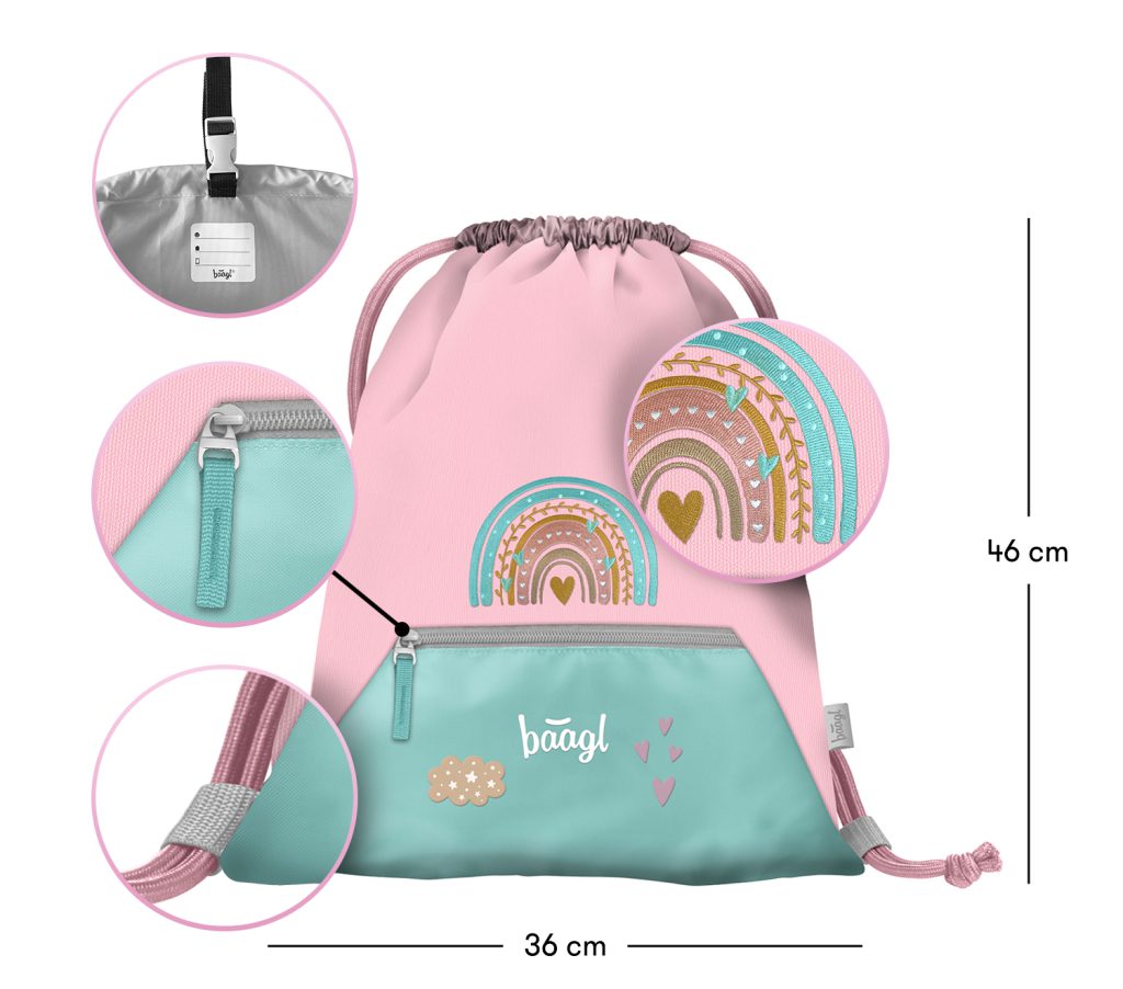 Školní set BAAGL Zippy Duha růžový: aktovka, penál, sáček - Obrázek 13