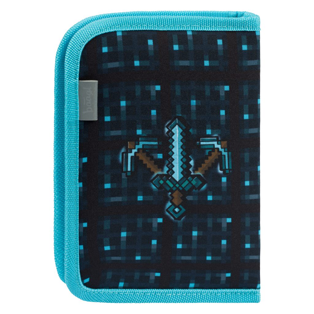 BAAGL Školní penál jednopatrový Minecraft Blue Axe - Obrázek 2