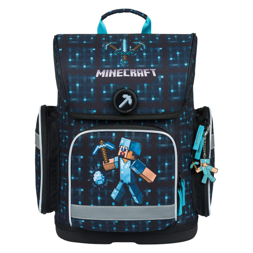 Školní set BAAGL Ergo Minecraft Blue Axe: aktovka, penál, sáček - Obrázek 2