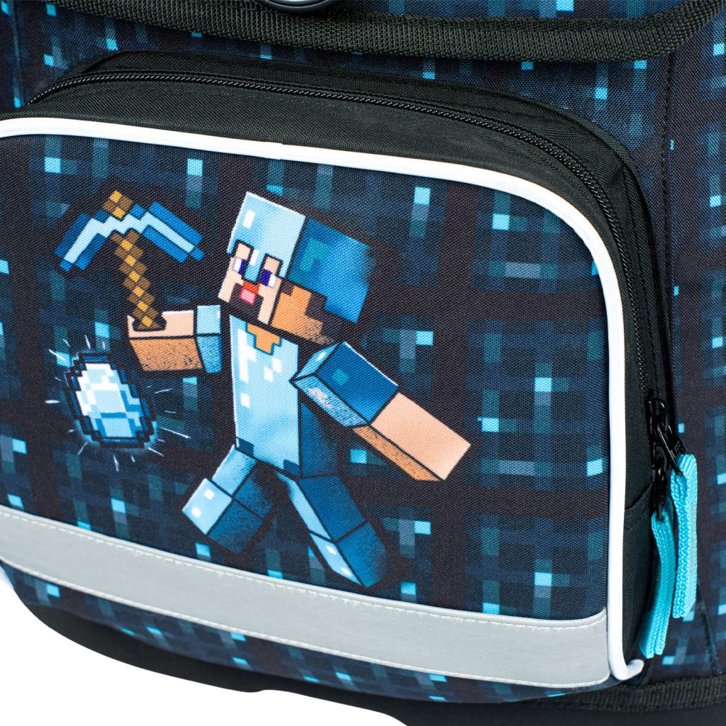 Školní set BAAGL Ergo Minecraft Blue Axe: aktovka, penál, sáček - Obrázek 9