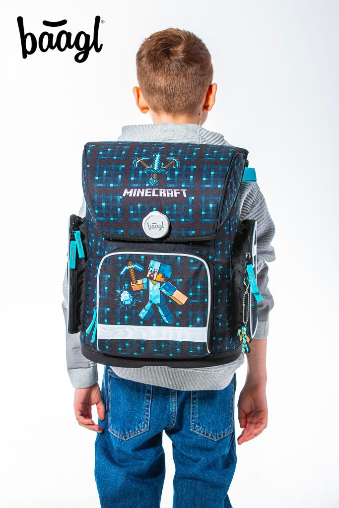 Školní set BAAGL Ergo Minecraft Blue Axe: aktovka, penál, sáček - Obrázek 12