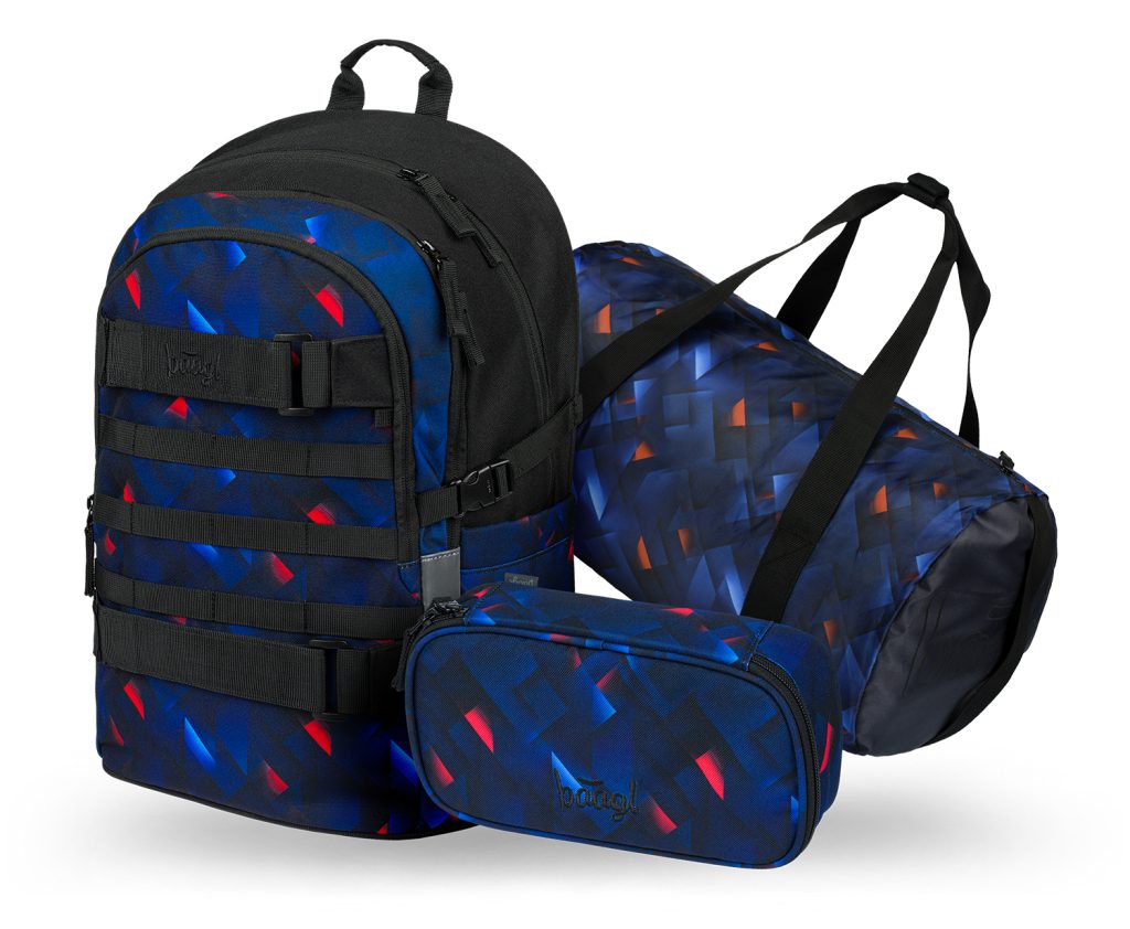 BAAGL SET 3 Skate Indigo: batoh, penál, sportovní taška GRS