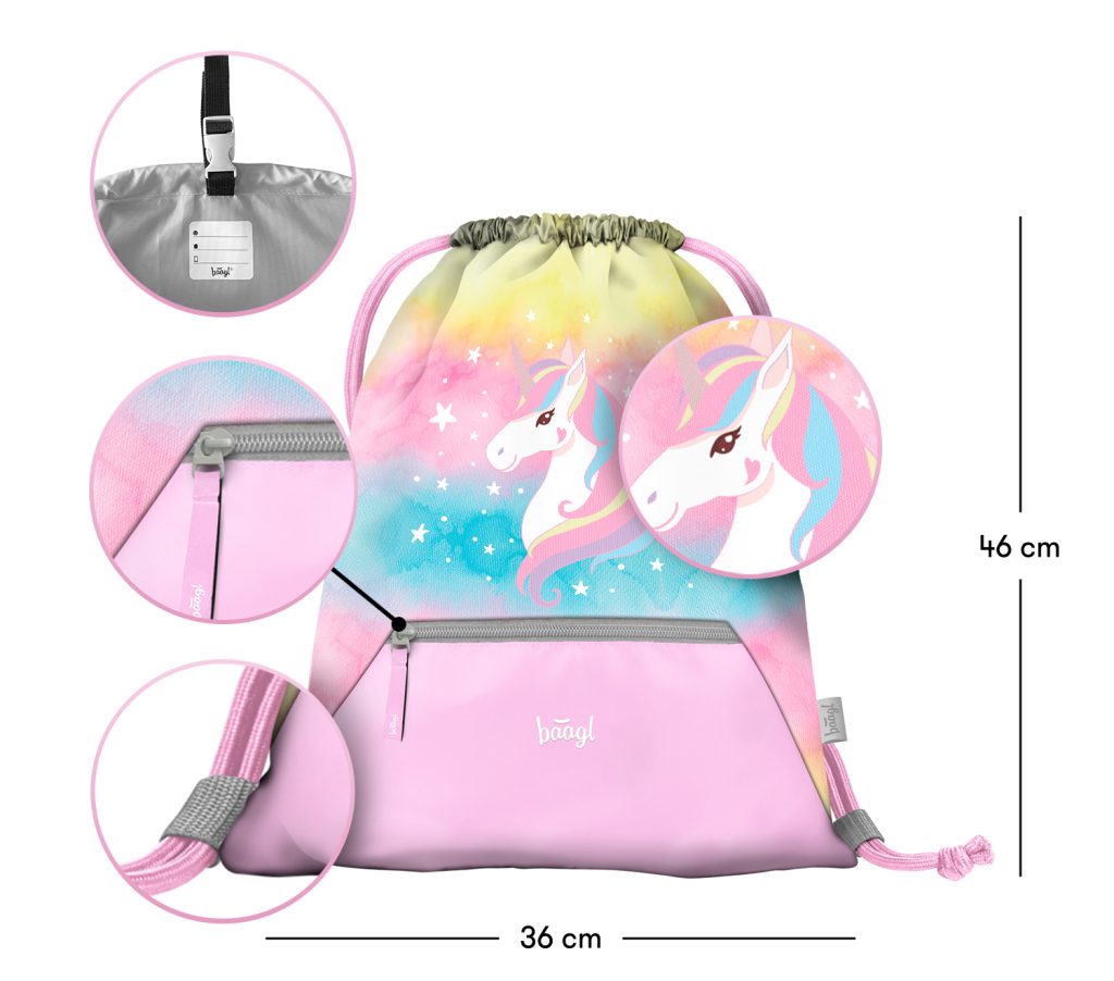 Školní set BAAGL Zippy plus Rainbow Unicorn: aktovka, penál, sáček - Obrázek 12