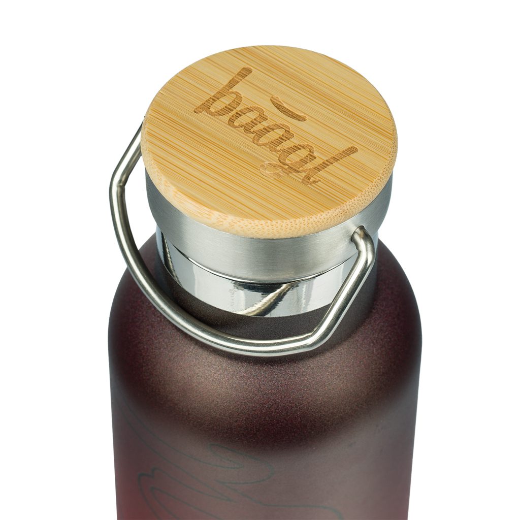BAAGL Termoláhev s bambusovým víčkem Gradient červeno-černá, 500 ml - Obrázek 2