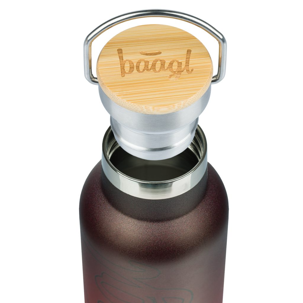 BAAGL Termoláhev s bambusovým víčkem Gradient červeno-černá, 500 ml - Obrázek 3