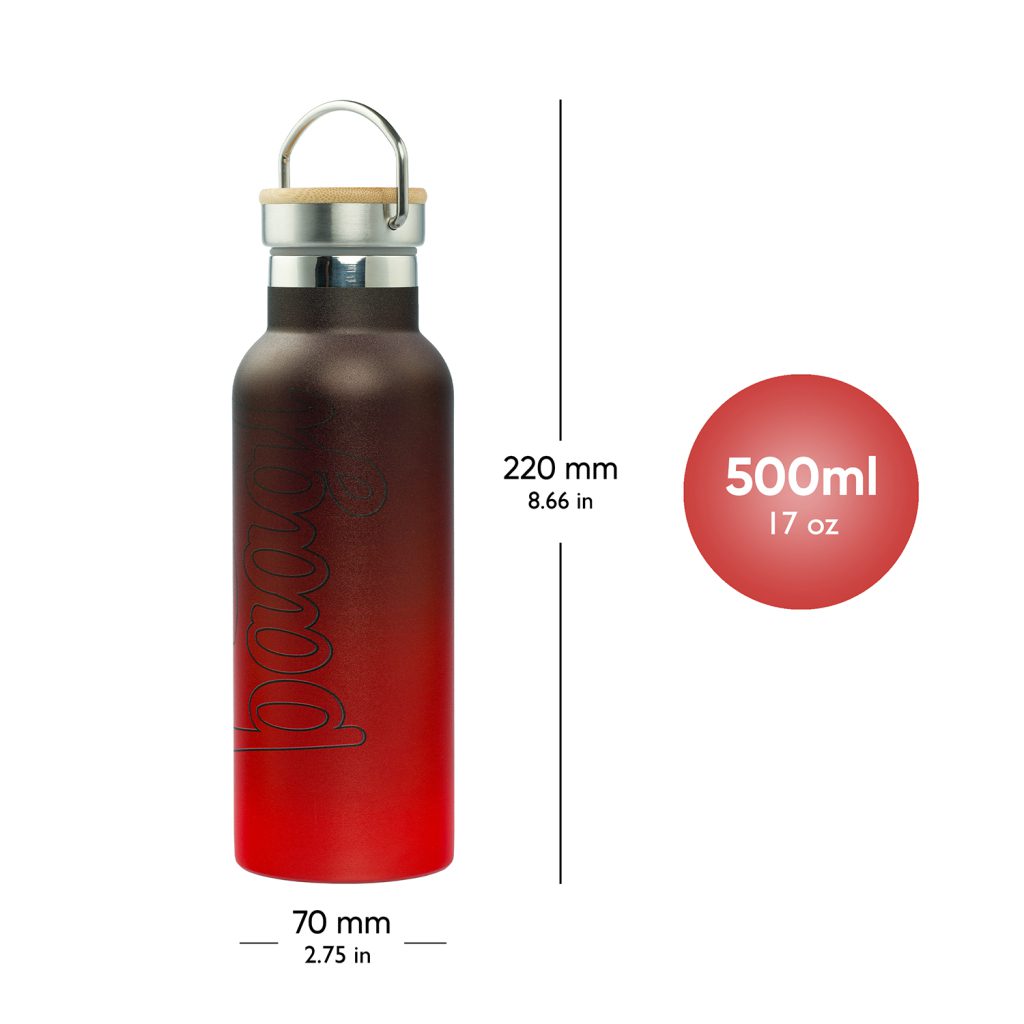 BAAGL Termoláhev s bambusovým víčkem Gradient červeno-černá, 500 ml - Obrázek 4