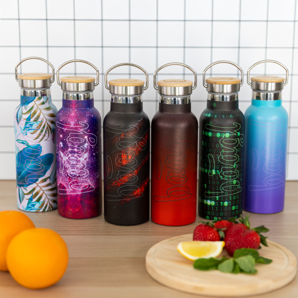 BAAGL Termoláhev s bambusovým víčkem Gradient červeno-černá, 500 ml - Obrázek 6