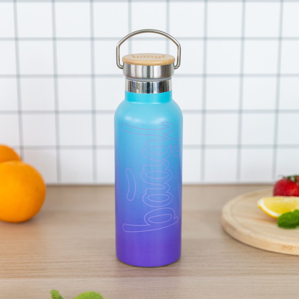 BAAGL Termoláhev s bambusovým víčkem Gradient modro-fialová, 500 ml - Obrázek 5