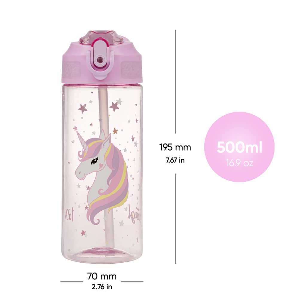 BAAGL Tritanová láhev na pití s brčkem Rainbow Unicorn 500 ml - Obrázek 5
