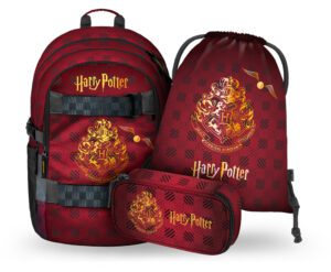 BAAGL SET 3 Skate Harry Potter Bradavice vínový: batoh, penál, sáček GRS