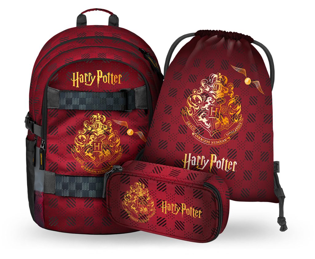 BAAGL SET 3 Skate Harry Potter Bradavice vínový: batoh, penál, sáček GRS