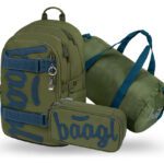 BAAGL SET 3 Skate Olive: batoh, penál, sportovní taška GRS
