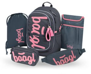 BAAGL SET 5 Core Logo růžový: batoh, penál, sáček, ledvinka, obal na notebook GRS