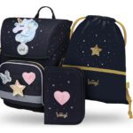 BAAGL SET 3 Ergo Unicorn Gold: aktovka, penál, sáček