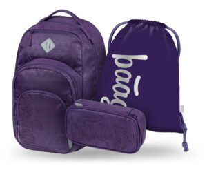 BAAGL SET 3 Coolmate Plum: batoh, penál, sáček