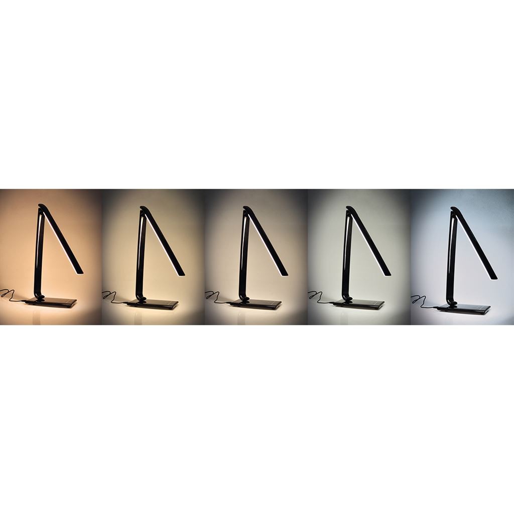 Solight LED stolní lampička stmívatelná, 12W, volba teploty světla, USB, černý lesk - Obrázek 7