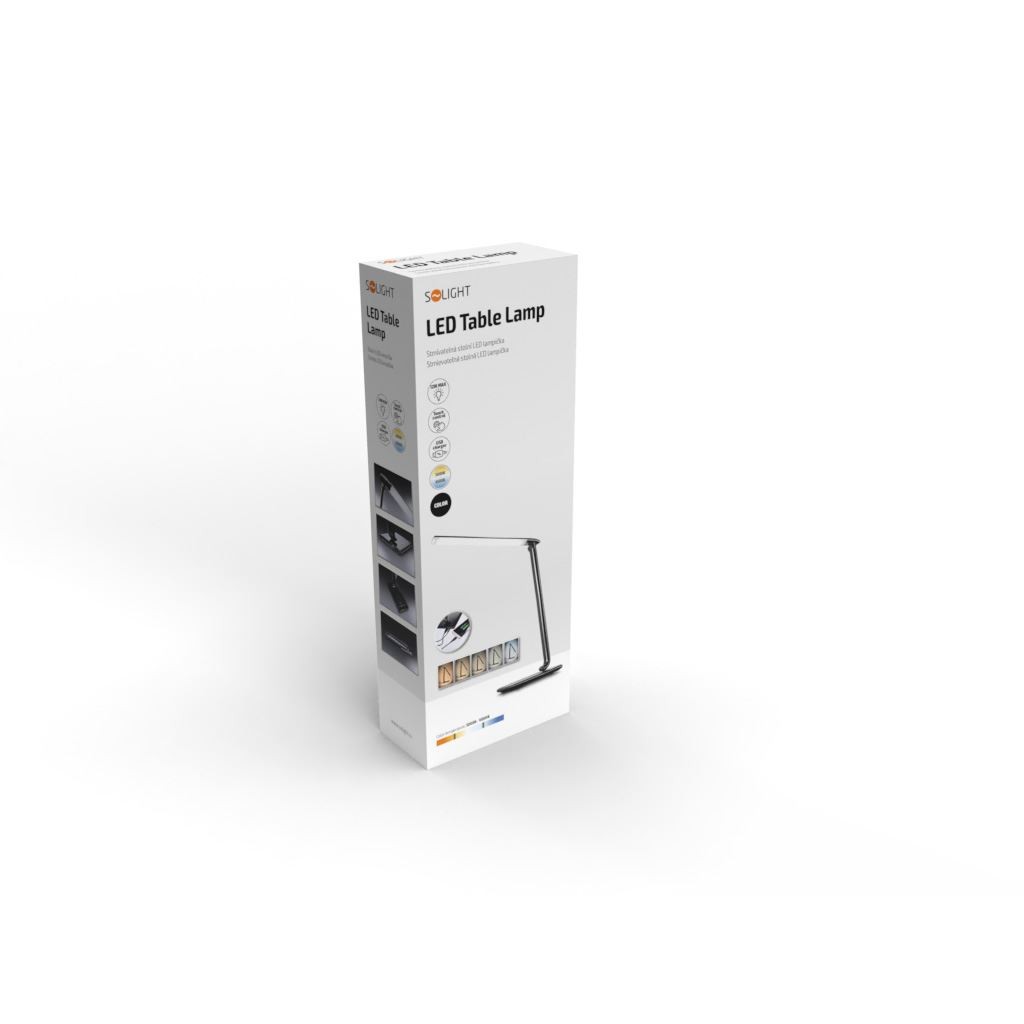 Solight LED stolní lampička stmívatelná, 12W, volba teploty světla, USB, černý lesk - Obrázek 9